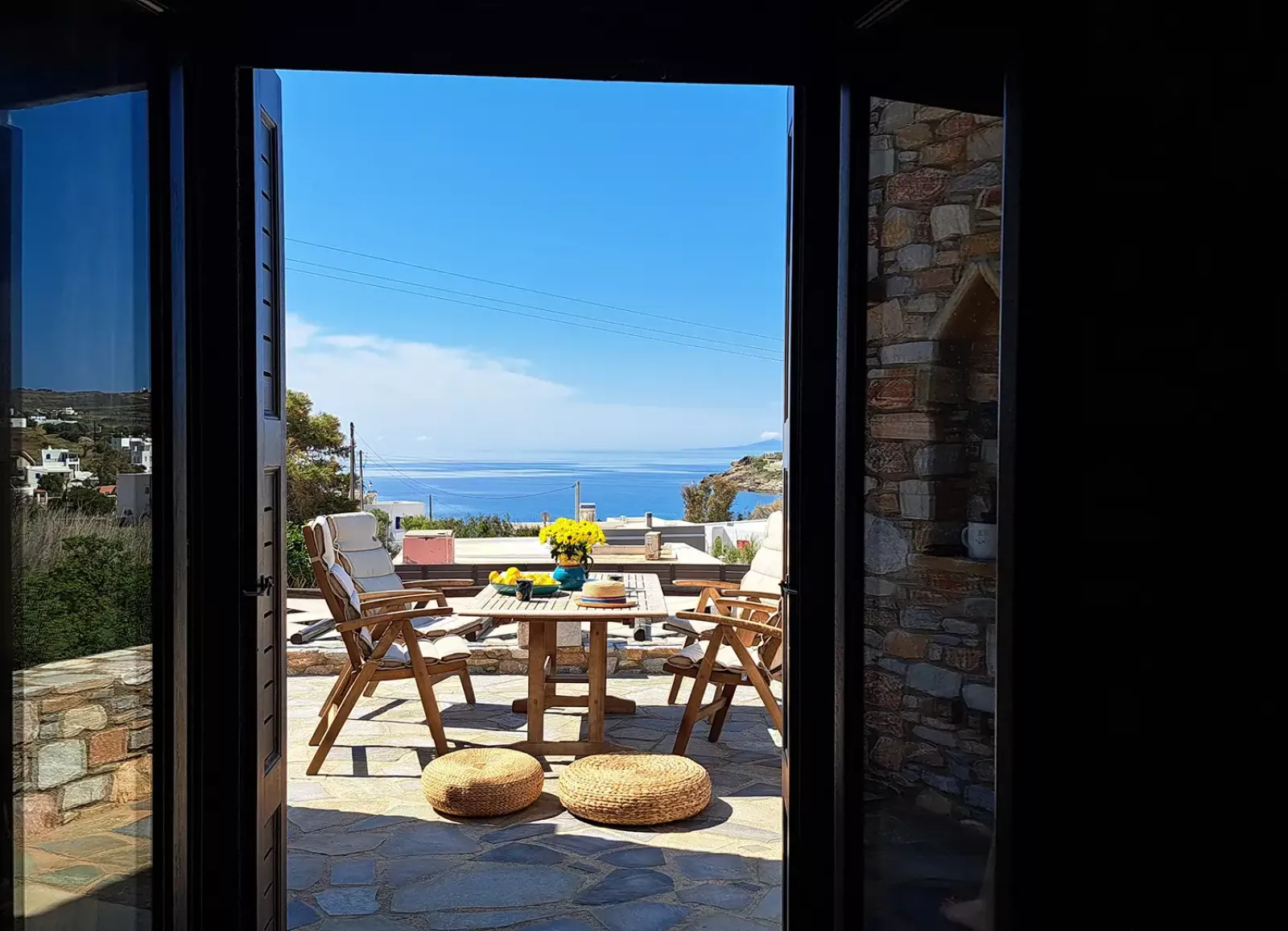 The view from the main king bedroom in Villa Camellia